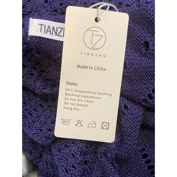 Navy pointelle cardigan, Size 4X, in Navy Blue - Picture 4 of 7